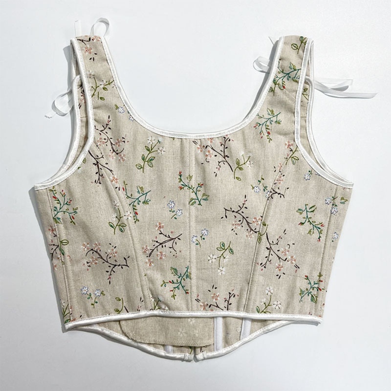 Áo Crop Top Nữ In Hoa Phong Cách Vintage Gợi Cảm