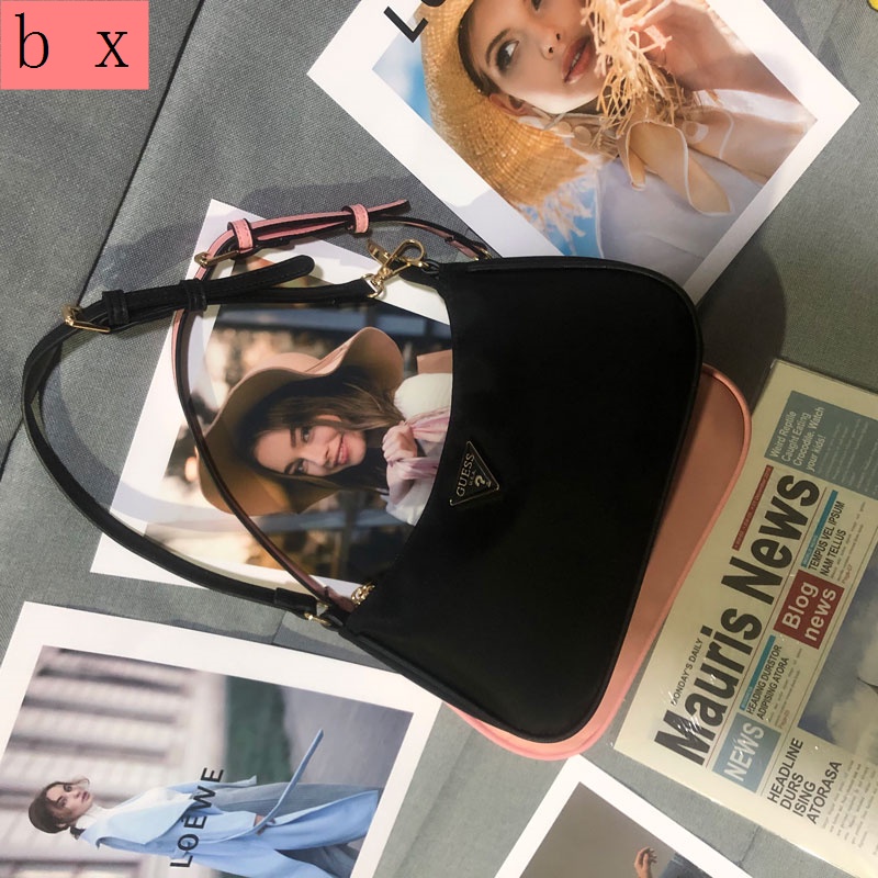 Túi Đeo Vai/Xách Tay Hình Tam Giác Bằng Nylon Màu Trơn Đơn Giản Phong Cách Âu Mỹ Thời Trang Cho Nữ gues2021