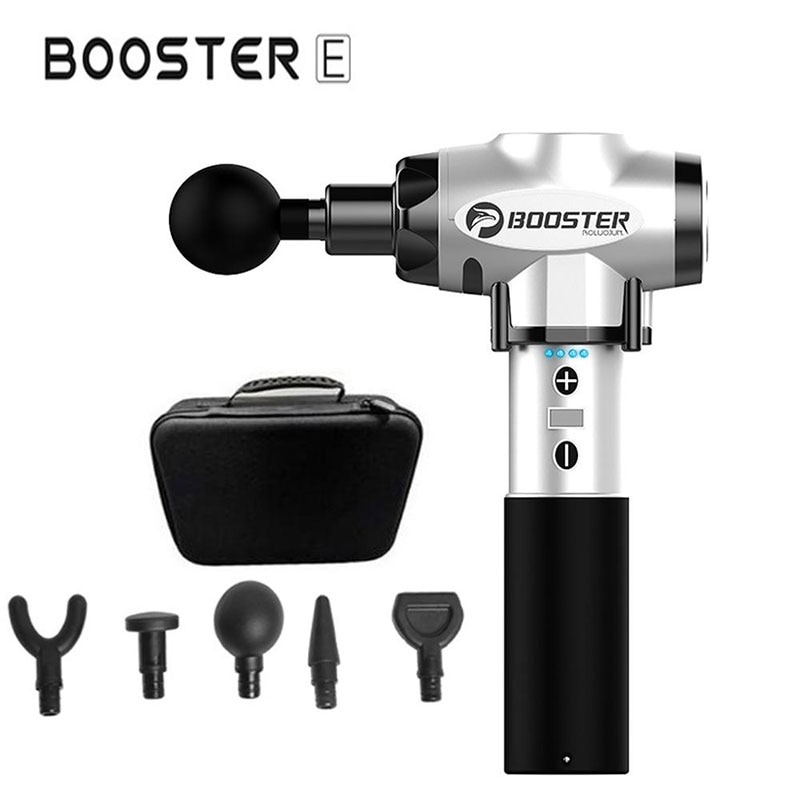 Súng massage BOOSTER E, Súng massage gun thư giãn cơ bắp  6 Đầu Massage - 9 mức độ - 135W