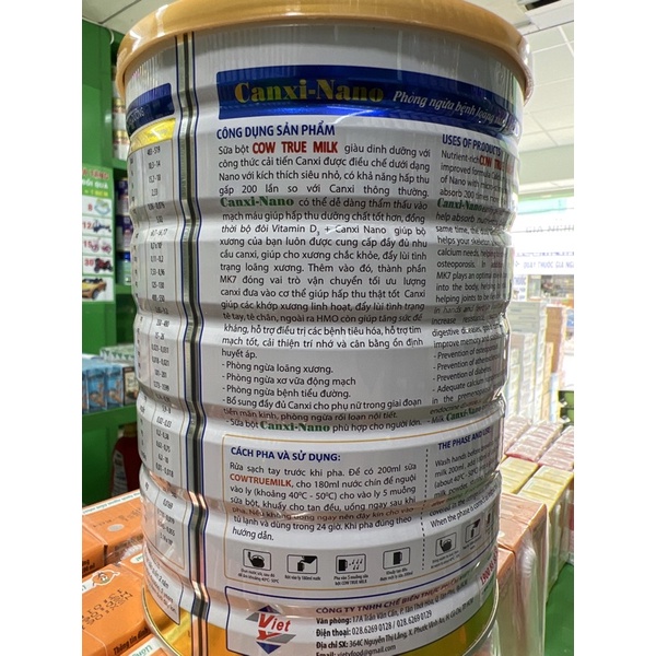 Sữa Cow True Milk CanXi 900g