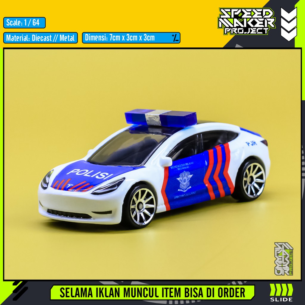 Hot Wheels Mô Hình Xe Cảnh Sát Tesla Model 3 Tỉ Lệ 1 / 64