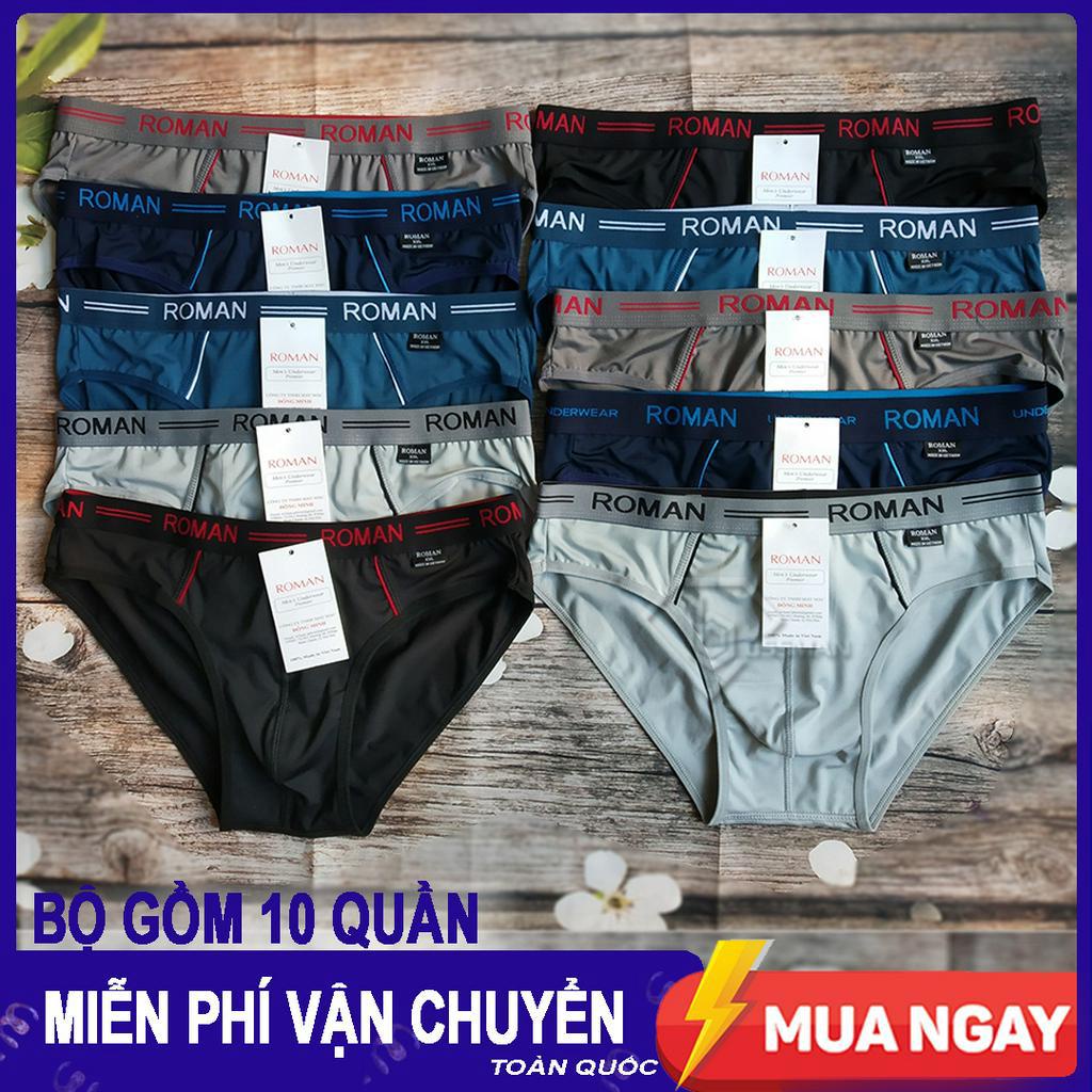COMBO 10 Quần LÓT Nam - Nhiều Màu - Thun Lạnh Cao cấp ROMAN BM1