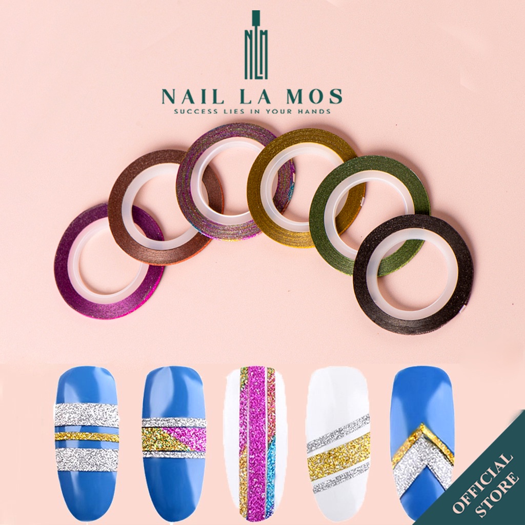 Set cuộn line nails - Dây line kim tuyến nhũ trang trí móng tay màu sắc đa dạng