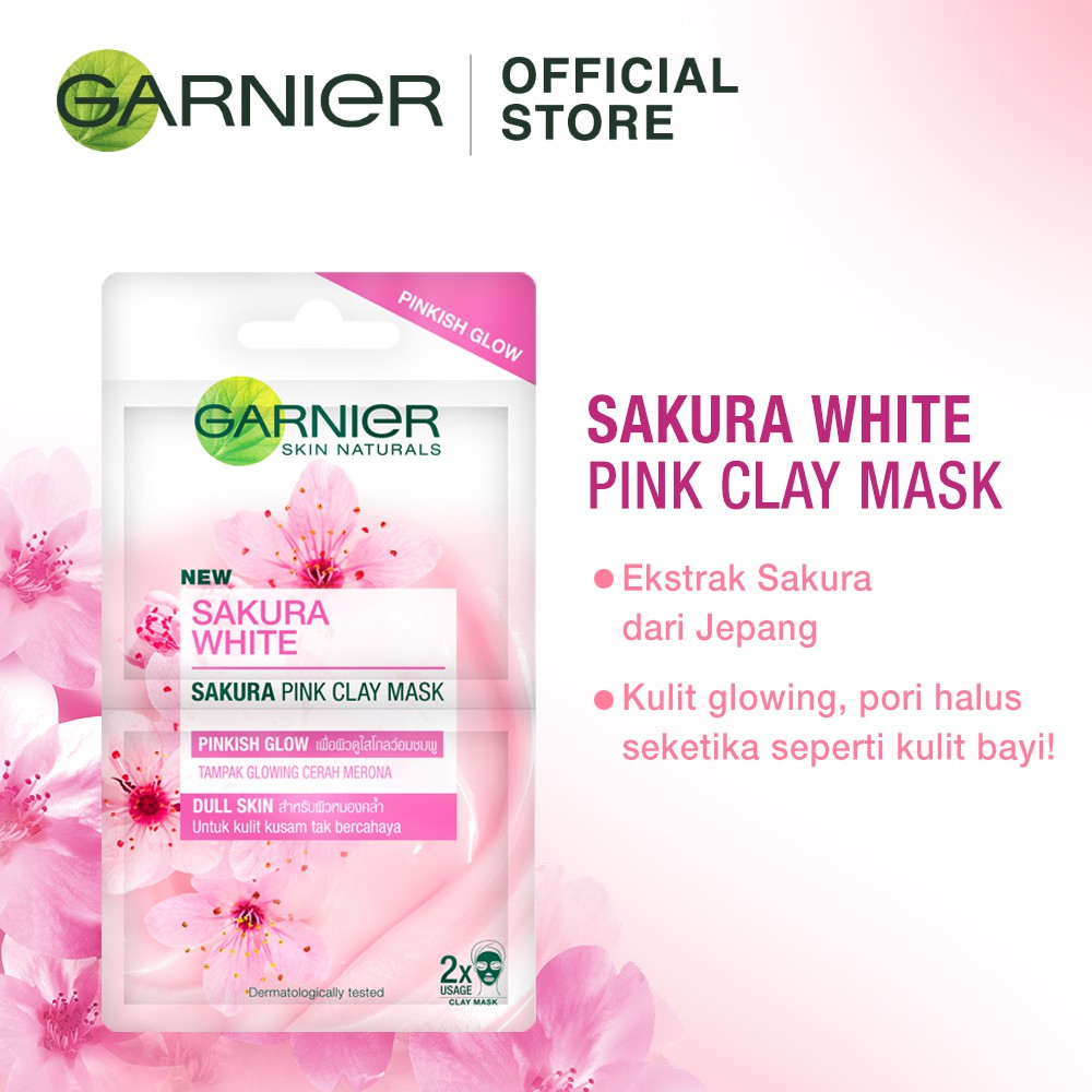 (hàng Mới Về) Mặt Nạ Đất Sét Trắng Garnier Sakura Chăm Sóc Da Mặt 2x6 ml