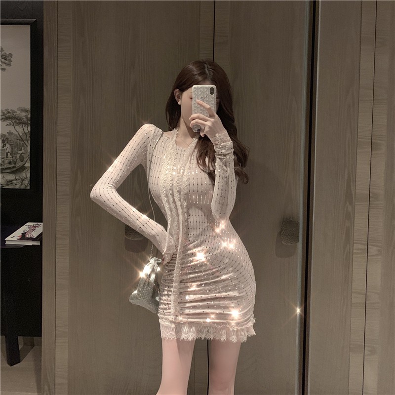 [Hàng order] Váy body đính kim sa sang chảnh đâm sequin V75