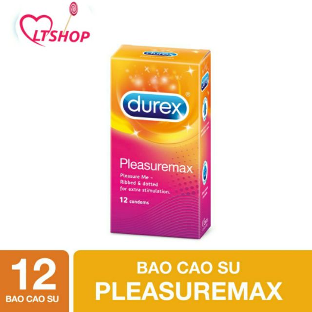 Bao Cao Su Durex Pleasuremax   hộp 12 bao Gân và gai kết hợp 56mm