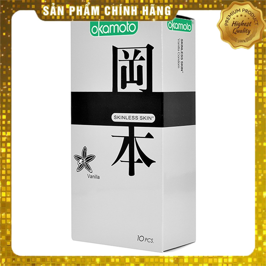 Bao Cao su siêu mỏng hộp 10 chiếc Okamoto hương Vanilla