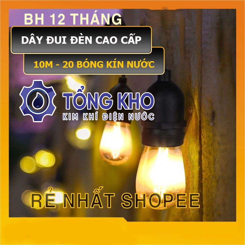 Dây đèn trang trí ngoài trời dùng cho quán cà phê, trà chanh, trà sữa... 10m 20 bóng, 5m 10 bóng loại 1 - Meta shop