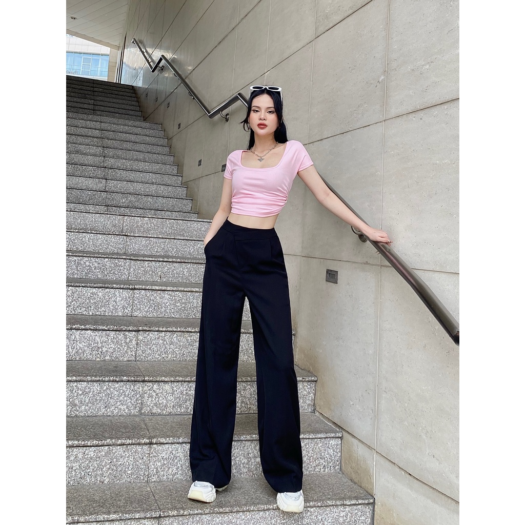 Quần Tây Ống Suông Khóa Lệch Q0209 LSEOUL Nâu - Đen - Xanh Lá