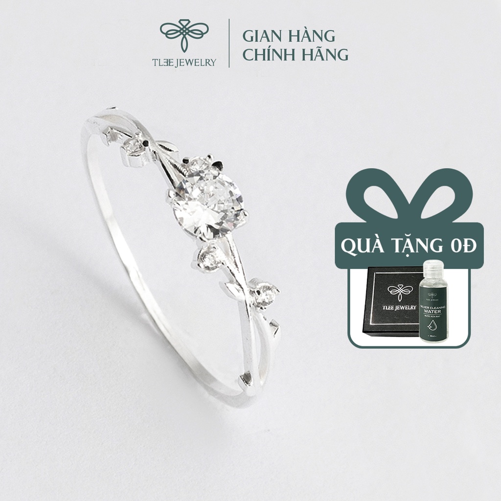 Nhẫn bạc nữ TLEE đính đá nhỏ lấp lánh dây xoắn nữ tính NCJ A0211