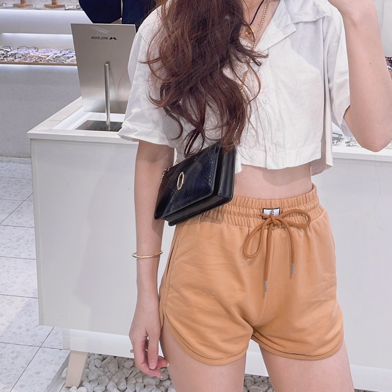 Áo sơmi nữ kiểu dáng croptop ngắn tay, áo croptop có túi nữ đẹp