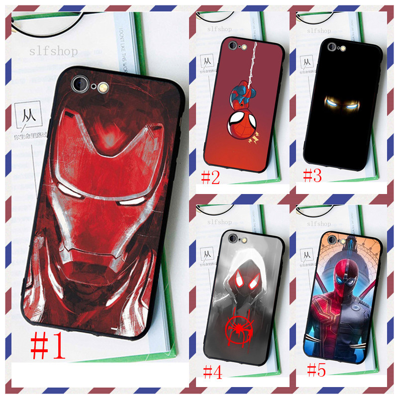 Ốp Lưng In Chữ Cá Tính Cho iPhone 4 4S 5 5S SE 5C 6 6S 7 8 Plus X XS Max XR 220629 Ốp Điện Thoại Mềm Viền Đen Hình Người Nhện/Người Sắt Trong Marvel