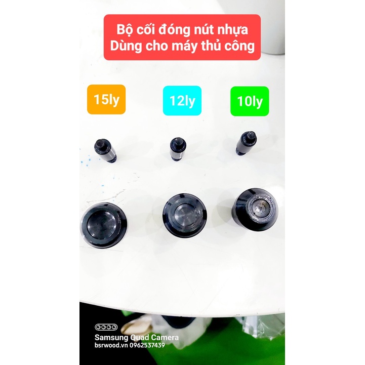 Bộ cối khuôn đóng nút bấm nhựa 4 thành phần (nút áo mưa T3 T5 T8) Loại nút 10,12,15mm Dùng cho máy đóng nút thủ công