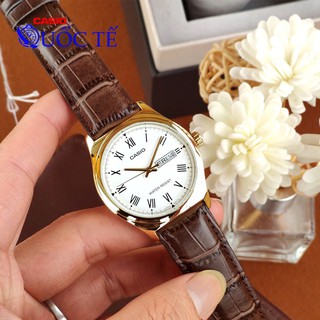 Đồng hồ nam casio 💖freeship💖đồng hồ casio nam mtp-v006gl-7budf mặt trắng viền vàng