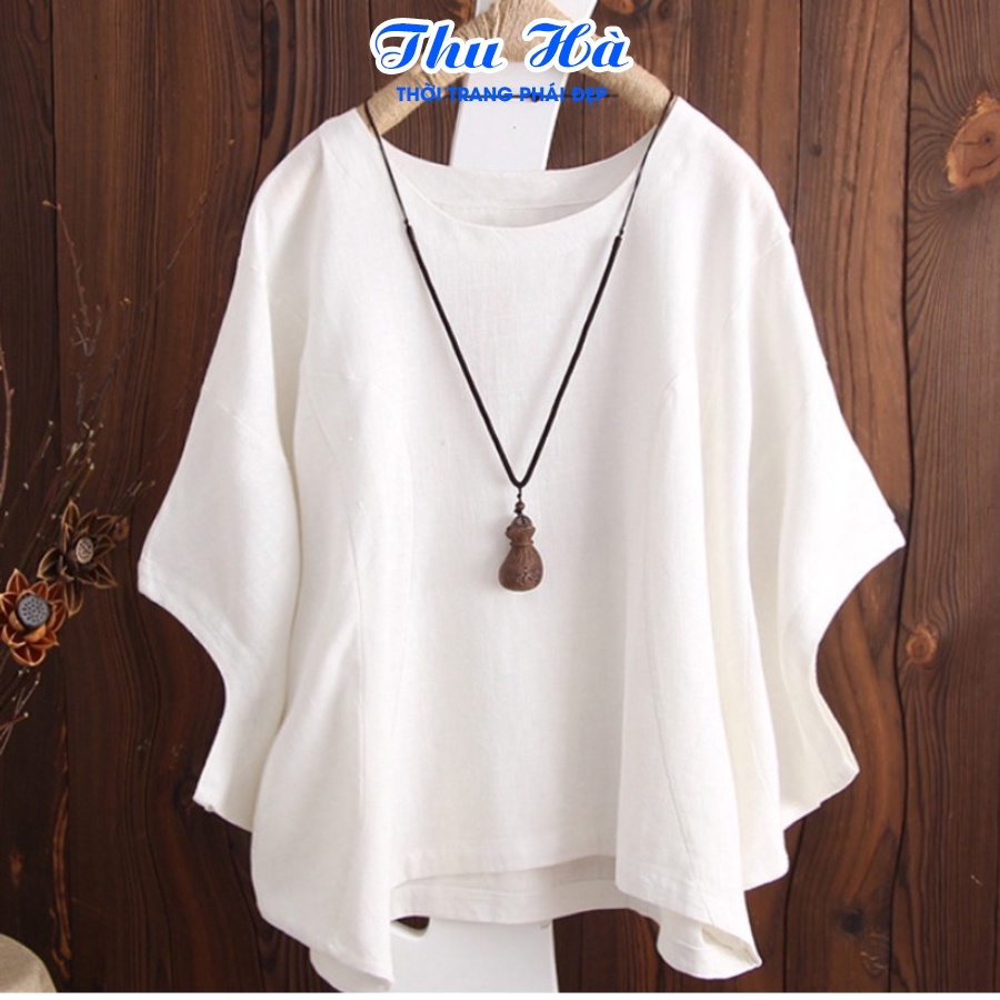 Áo kiểu cánh dơi nữ bigsize Thu Hà chất liệu đũi mềm mát form rộng thoải mái che khuyết điểm AKH.36