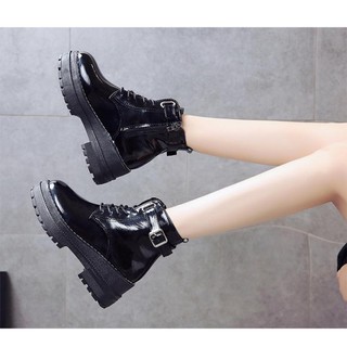(Order) GIÀY BỐT DA NỮ CỔ LỬNG 1 ĐAI ĐẾ BÁNH MÌ CAO 6CM