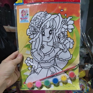 tranh tô màu nước 2 mặt 2 hình kèm màu cọ(19×26cm)