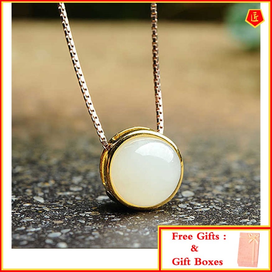 vòng cổ Mạ Vàng 18k Mặt Ngọc Bích Phong Cách Hàn Quốc