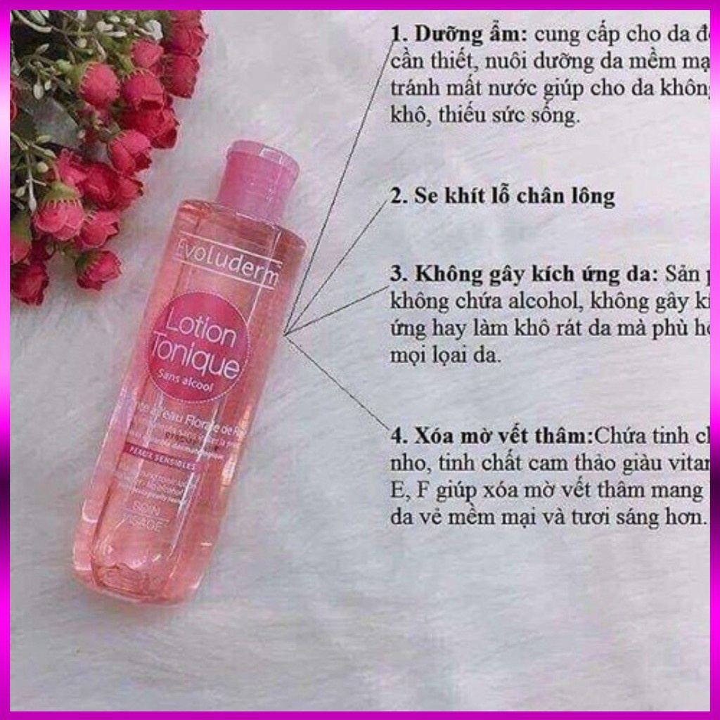 Nước hoa hồng EVOLUDERM 250ml Toner trắng da cho da dầu mụn dưỡng ẩm se khít lỗ chân lông - La La Cosmetic