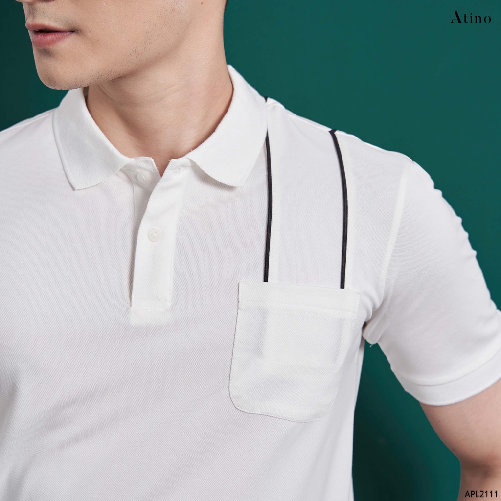 Áo Polo Nam túi ngực POKE ATINO sang trong lịch lãm vải cá sấu Cotton cao cấp chuẩn form APL2111 Trắng | BigBuy360 - bigbuy360.vn