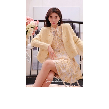 Áo khoác vải tweed dáng ngắn cao cấp