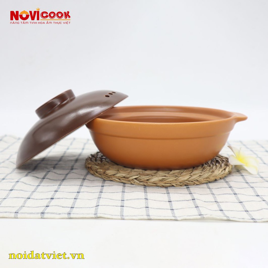 Bộ 2 Nồi Sứ Kho Cá NOVIcook cao cấp màu be - TẶNG 6 ĐĨA SỨ 16CM