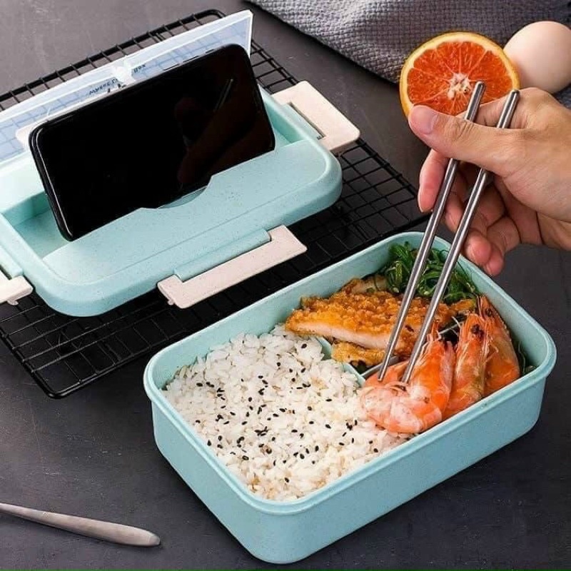 HỘP CƠM LÚA MẠCH 3 NGĂN KÈM ĐŨA MUỖNG INOX