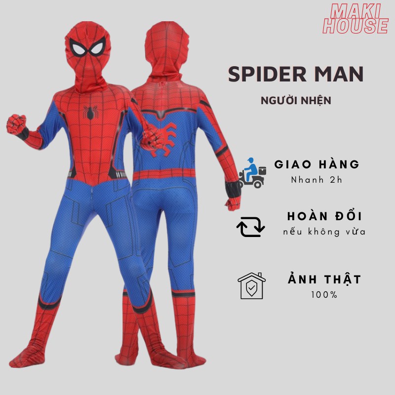 Quần áo người nhện halloween hoá trang siêu nhân trẻ em Maki