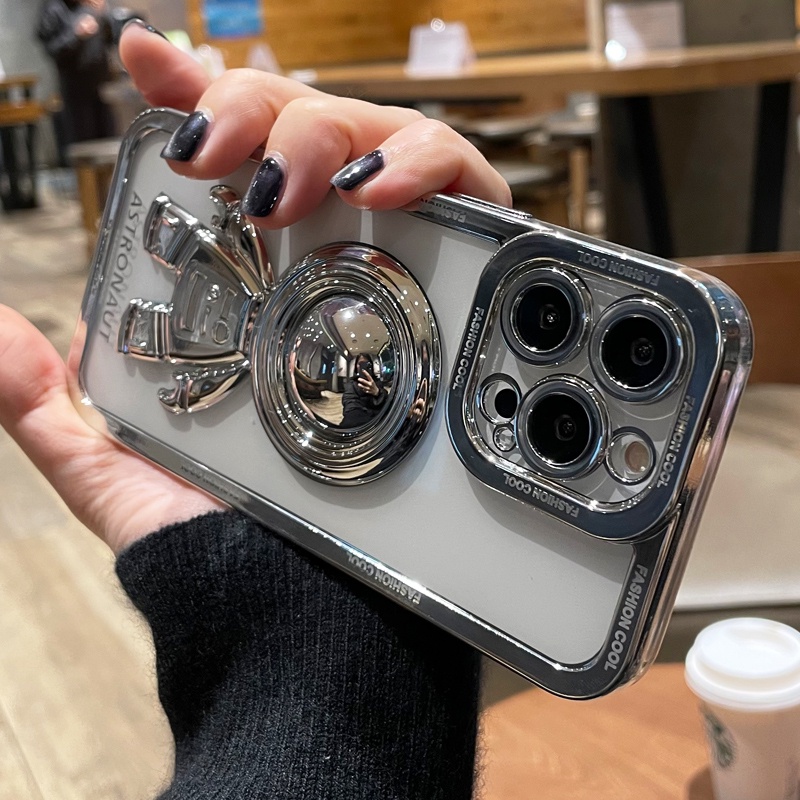 Ốp Điện Thoại Mềm Trong Suốt Chống Sốc Hình Phi Hành Gia 3D Cho iPhone 11 12 13 Pro Max