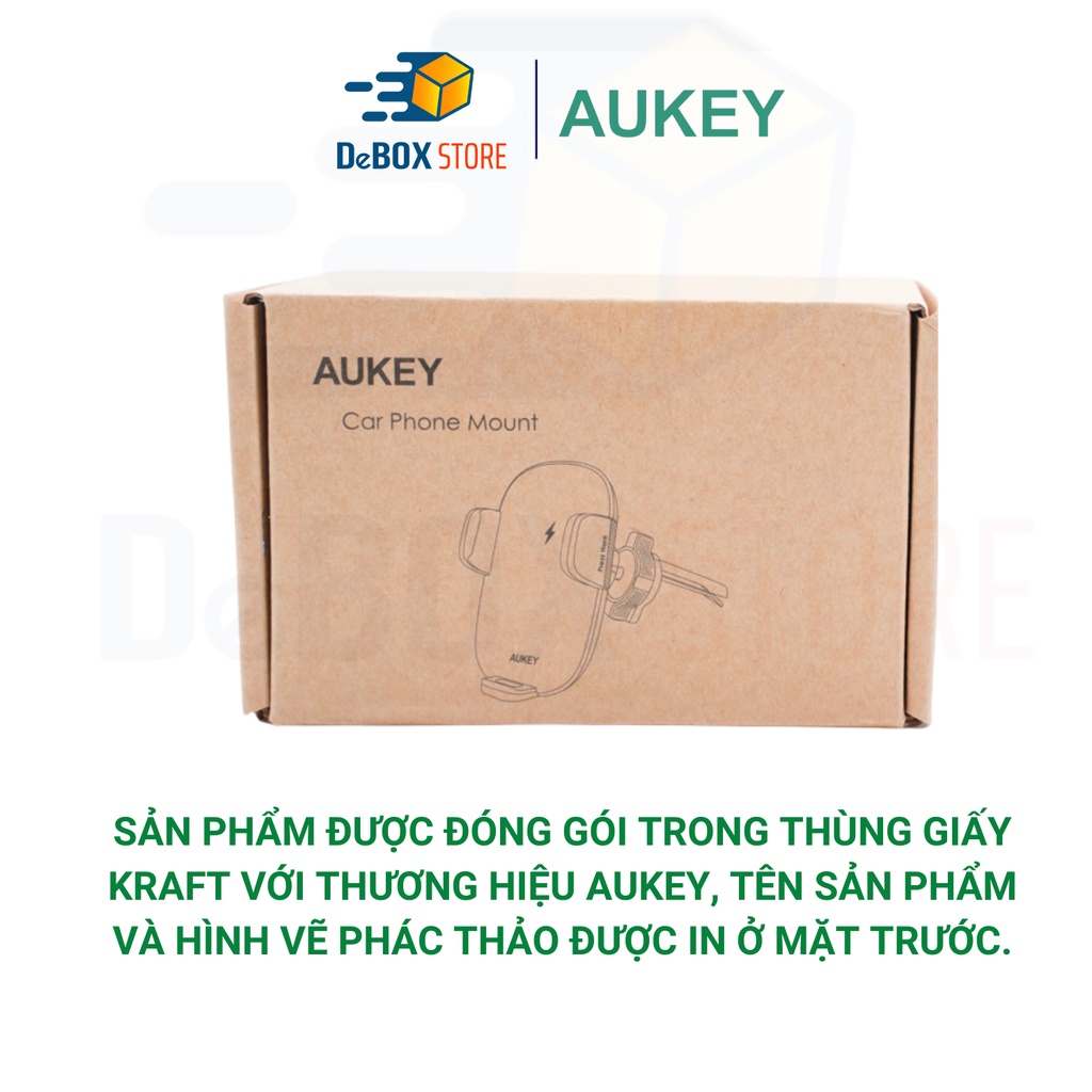 【Giao Hỏa Tốc】Giá Đỡ Điện Thoại Kiêm Bộ sạc ô tô không dây AUKEY HD-C60 QI 10W mới 2021, Thiết kế Sang Trọng, Chắc Chắn