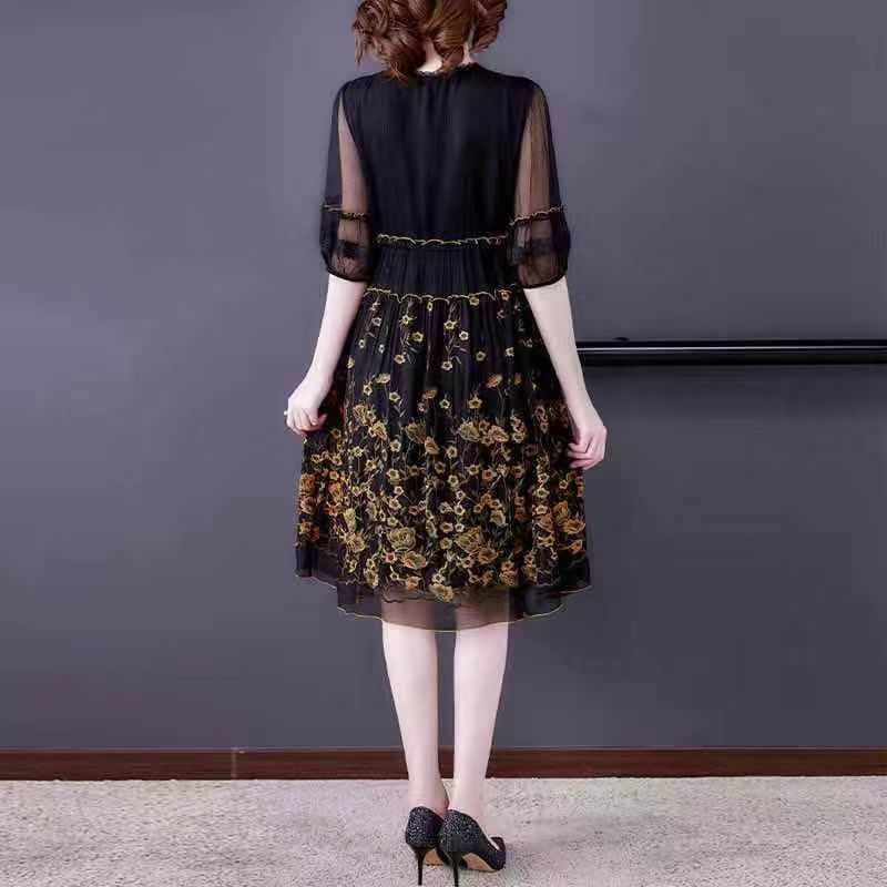 Đầm Lụa Thêu Họa Tiết Phong Cách Thời Trang Mùa Hè Hàng Mới Chất Lượng Cao 2022