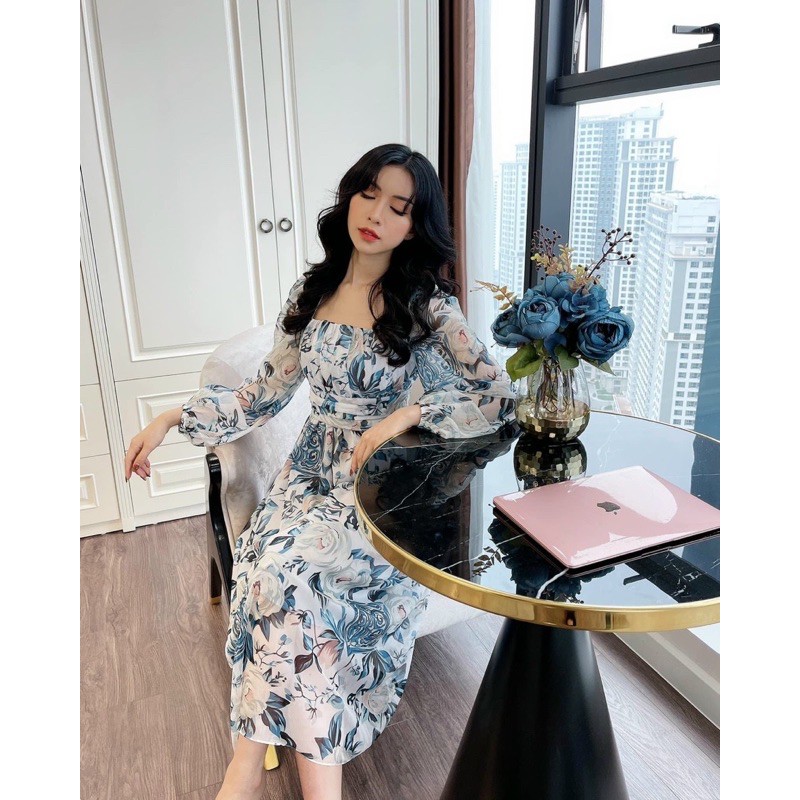 váy maxi hoa xanh | BigBuy360 - bigbuy360.vn