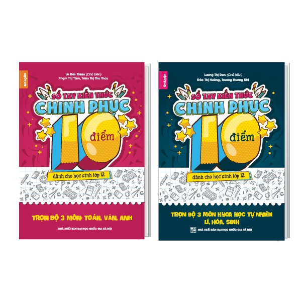Sách - Combo 2 cuốn Sổ tay kiến thức chinh phục điểm 10 dành cho học sinh lớp 12 - Toán, Văn, Anh & KHTN