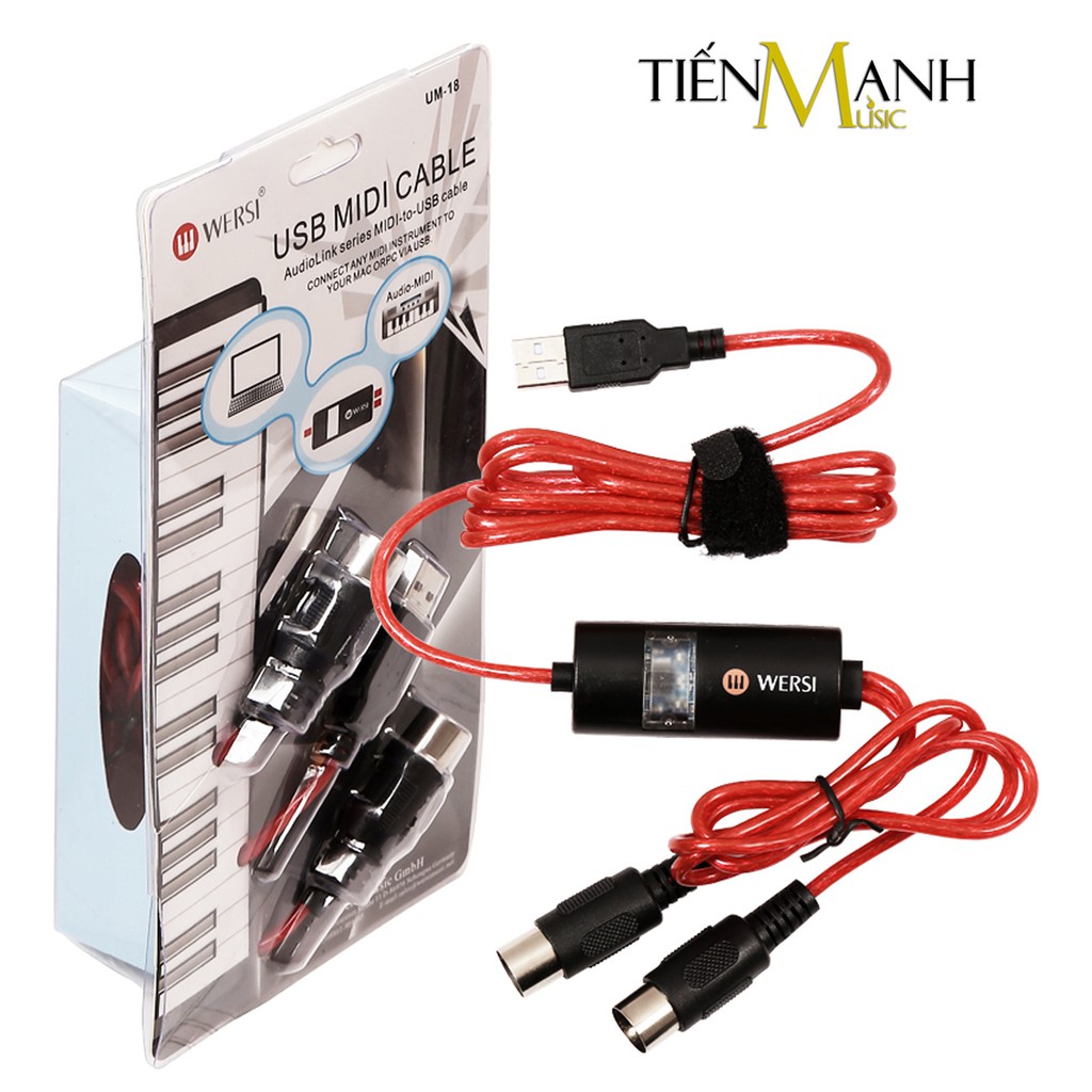 Dây Cáp Midi To USB Cable Cao Cấp WERSI UM-18 Cho Đàn Organ, Piano, Keyboard Controller, Launchpad Tiến Mạnh Music