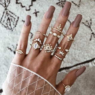 Set 12 Nhẫn Đeo Khớp Ngón Tay Bằng Thép Không Gỉ Phong Cách Vintage Cho Nữ