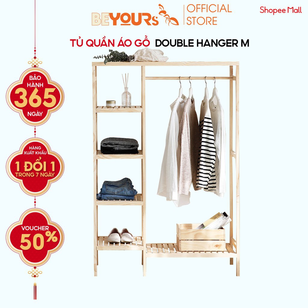 Tủ Treo Quần Áo Gỗ BEYOURs - Double Hanger M Lắp Ráp Dễ Dàng - Nội Thất Phòng Ngủ