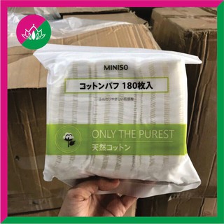 Bông tẩy trang Miniso 180 miếng only the purest, Bông Miniso gói 180 miếng không bị tơi, thấm hút tốt, nâng niu làn da
