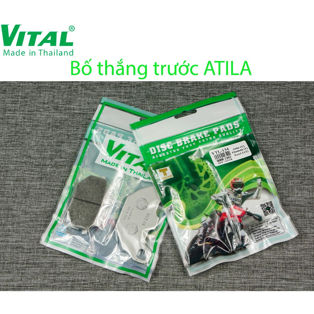 Bố thắng sau + trước  ATILA , ELIZABETH, SANYANG  hiệu VITAL - Má phanh xe máy, bố thắng đĩa VITAL chính hãng Thái Lan