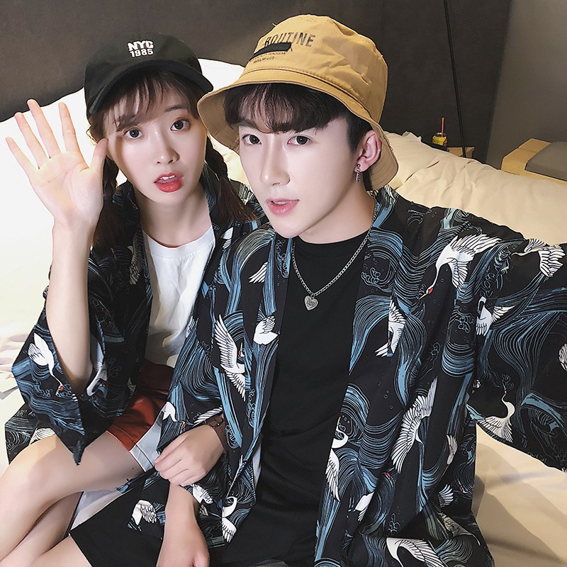 Áo Khoác Kimono Tay Lỡ Dáng Rộng Thời Trang Hè Thu Hợp Thời Trang Cho Nam Nữ