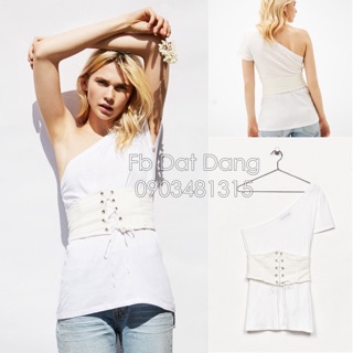 Áo phông lệch vai đai gen Bershka size XS,S