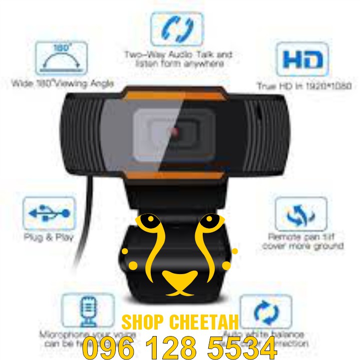 Webcam kẹp HD 720P siêu nét – Có mic và đèn led hỗ trợ học trực tuyến – Đế kẹp màn hình cố định tiện lợi – BH 12 tháng