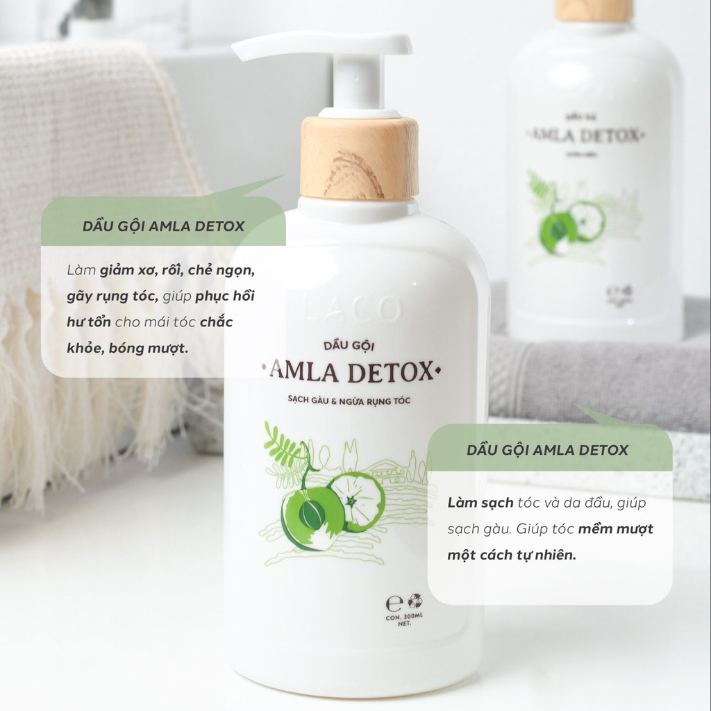 Dầu gội Amla Detox thiên nhiên sạch gầu, ngăn rụng tóc và kích thích mọc tóc Laco Amla Detox 300ml