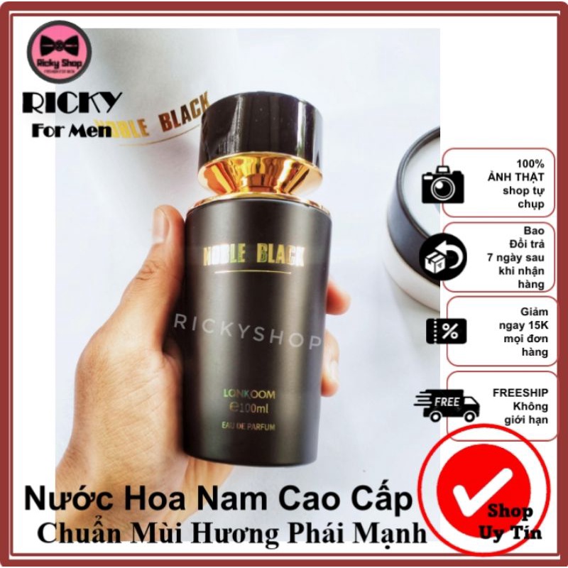 Nước Hoa Nam Nữ Unisex NOBLE BLACK LONKOOM 100ML Sang Trọng Thơm Dai Mùi hương Phấn Thơm