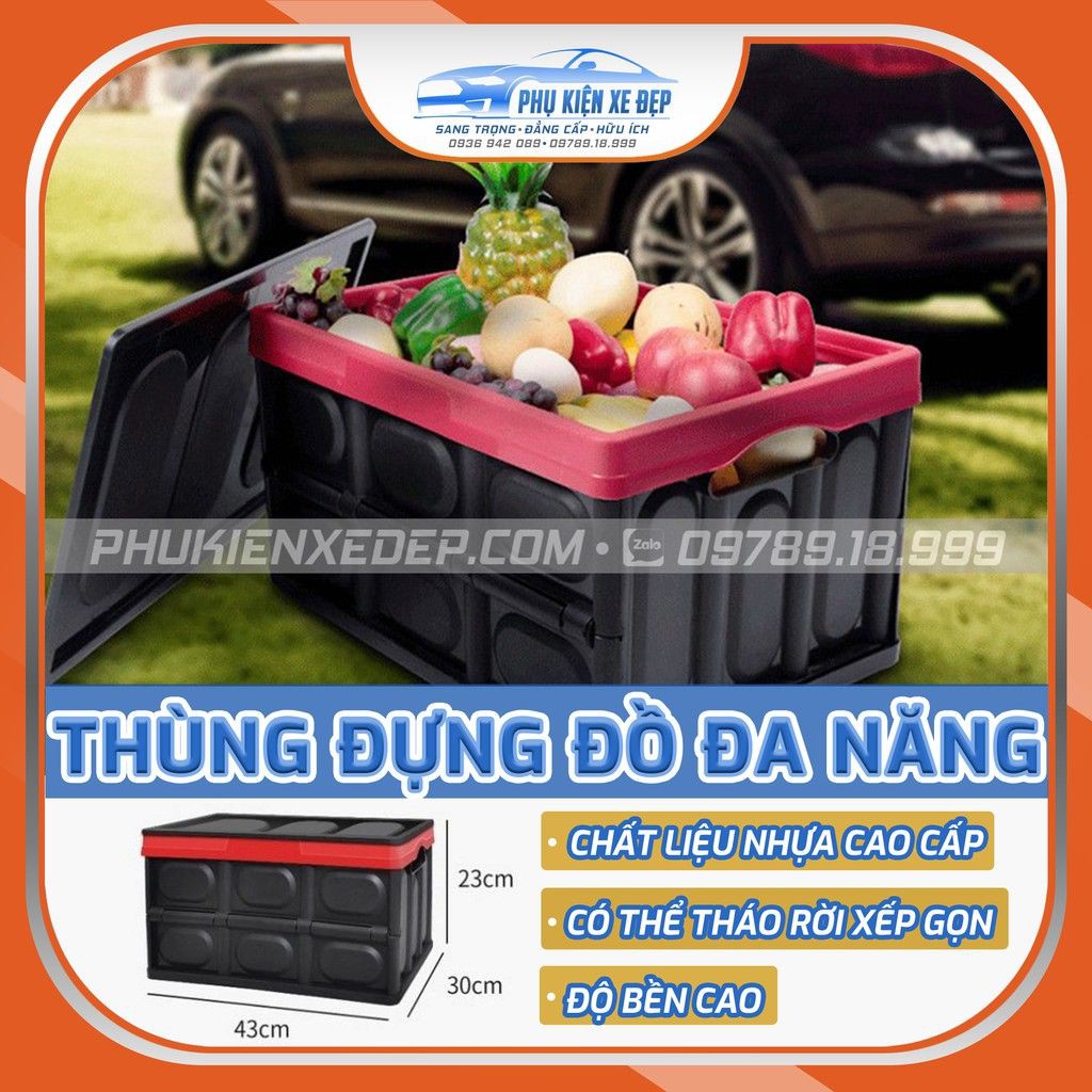 Thùng đựng đồ cốp xe ô tô xếp gọn dễ dàng với 2 dung tích 30L và 55L tiết kiệm tối đa không gian cốp xe ô tô