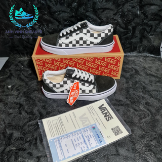 Giày vans caro nam nữ đen trắng old skool checkerboard black white