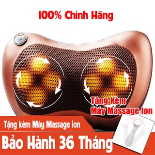 gối matxa hồng ngoại 8 bi massage Tặng 1 massage mặt ion