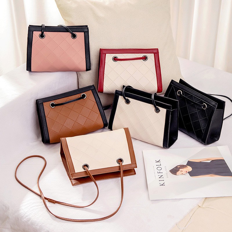Túi xách nữ đeo chéo ulzzang Túi đựng ĐTDĐ Mini Bag vuông phối màu nhiều màu . Bóp ví dự tiệc (TT2316)