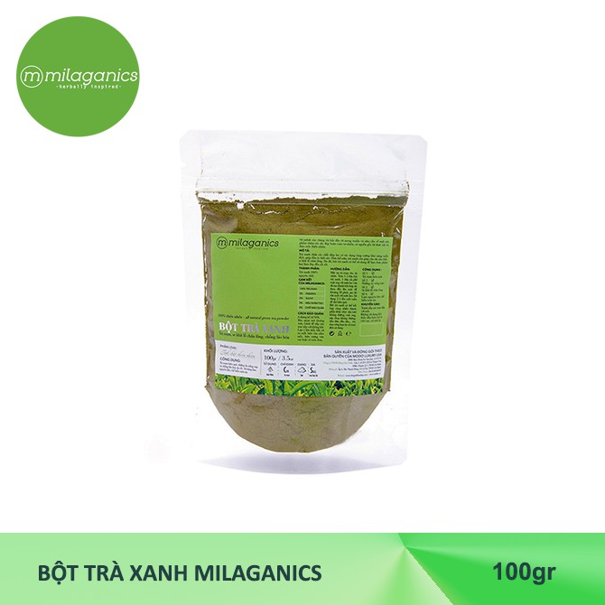 Combo siêu dưỡng da Bột trà xanh 100gr+Bột khoai tây100g+Bột than hoạt tính Milaganics 50g