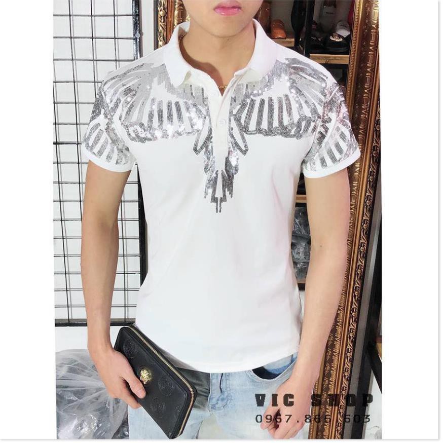 🍀 (Sỉ = Lẻ) ÁO PHÔNG, ÁO CỘC TAY NAM CÓ CỔ HÌNH CÁNH CHIM THÊU KIM SA * ↺ ¹ . - Az1 *