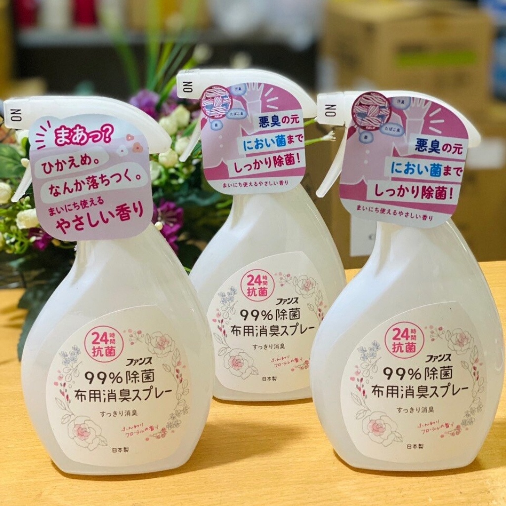 Xịt thơm quần áo kháng khuẩn nhật bản hương hoa 380ml, lưu hương, bảo vệ 24 giờ
